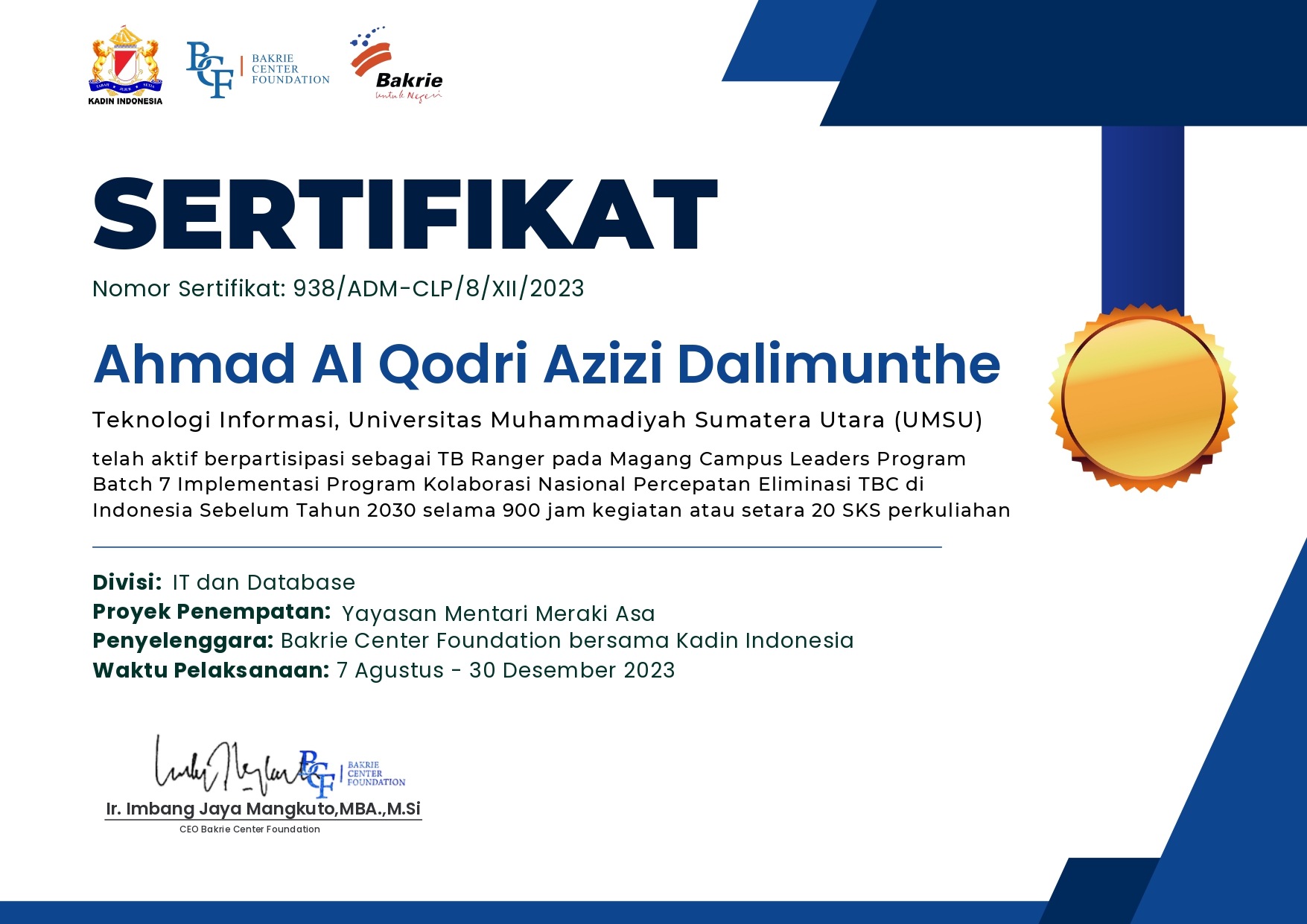 IT and Database Certificate